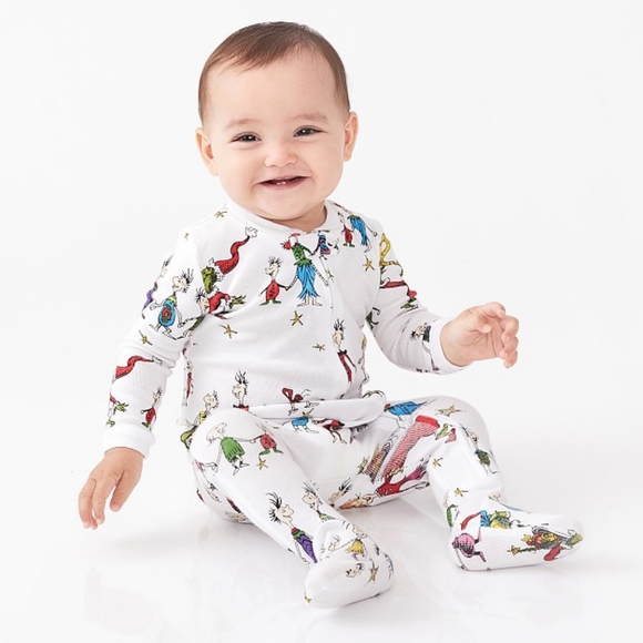 BNWT Pottery Barn Kids Dr Seuss The Grinch organic nursery pajamas size 3-6 mos. - Picture 1 of 2